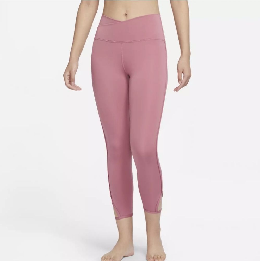 Nike Dri-Fit Rose Yoga Core High Rise 7/8 Leggings Women's Size Small Cut Out